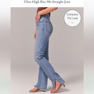 Abercrombie & Fitch the 90s straight Ultra High Rise Jean in light with vent hem